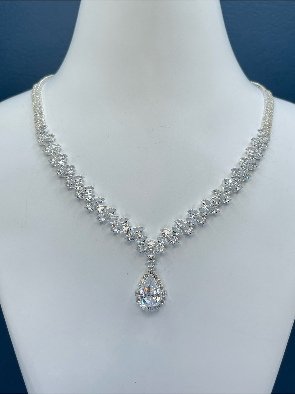 Swarovski Crystal Elements White Swarovski Crystals Tennis Necklace Teardrop